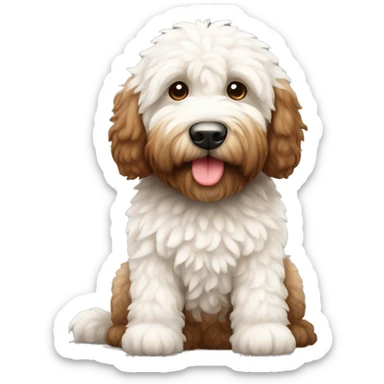 White and brown Labradoodle full body sticker