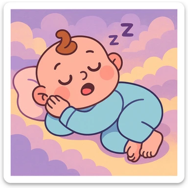 a baby sleeping, pastel colors, dreamy atmosphere sticker