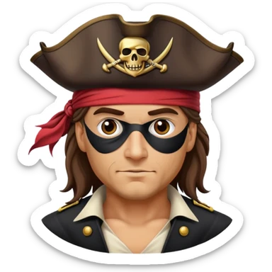 pirate captain with eye patch and hat sticker