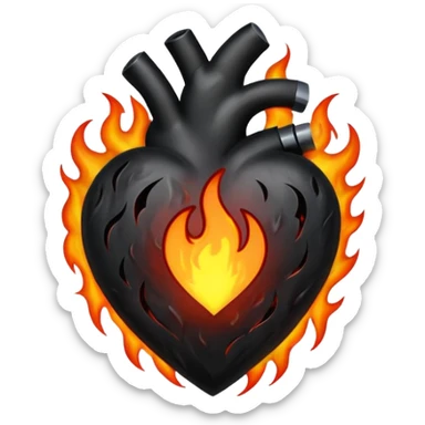 heart with black flames sticker