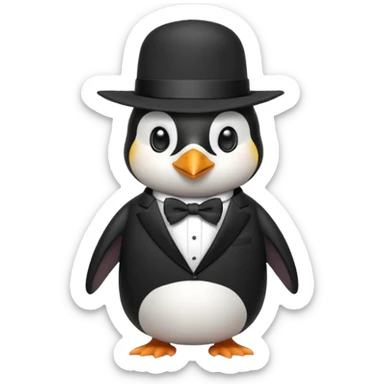 Penguin wearing a suit with a big hat  sticker