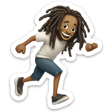 white guy with dreads rolling on the floor laughing sticker