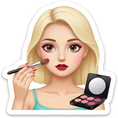 Girl doing her makeup sticker