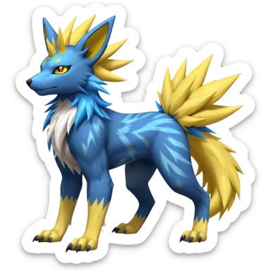 Feral Quadrupedal Digitigrade Luxray-Jolteon-Renamon-Manectric-fusion-hybrid-creature, full body  sticker