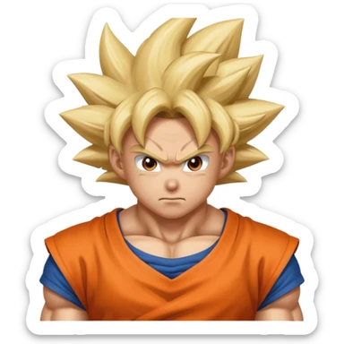 Emoji San goku plus petit niveau image , concentrer comme avant un combat contre un adversaire,  sticker