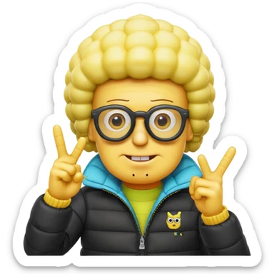 SpongeBob with glasses and puffer jacket sticking up the middle finger sticker