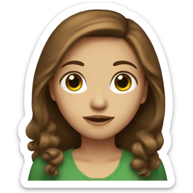 A girl with green eyes and brown hair sticker