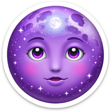 purple full moon with sparkles sticker