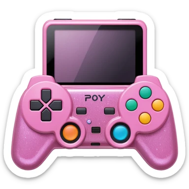glittery pink 90s playstation-inspired retro game console sticker