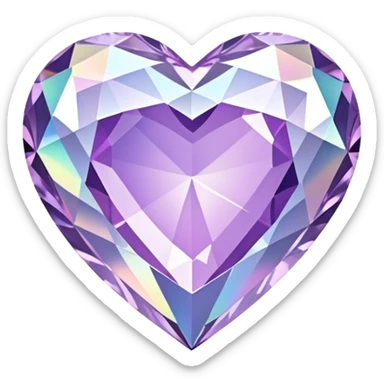 lilac heart shaped holographic diamond charm sticker