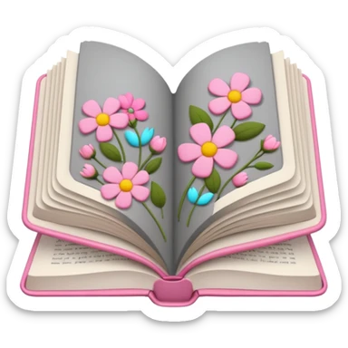 Gray Open book in a girly style sticker