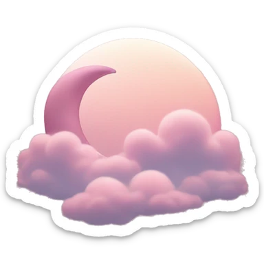 Crescent moon and light pink clouds sticker