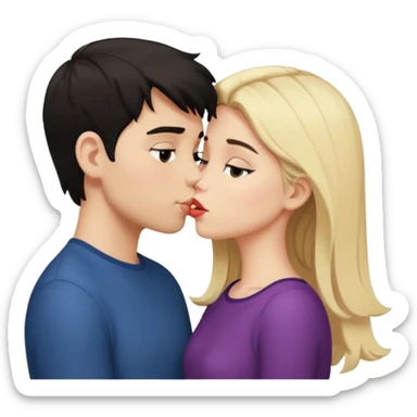 ragazzo moro che bacia una ragazza bionda scura sticker