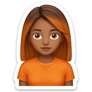 brown skin girl straight hair and orange shirt sticker