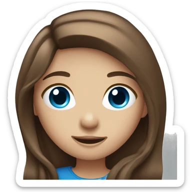 girl with long brown hair and blue eyes holding camera sticker