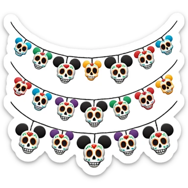 Cordeles de día de muertos con caras de Mickey mouse  sticker
