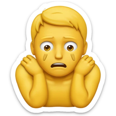 An iPhone emoji of a yellow face being choked  sticker