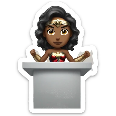 wonder woman behind a podium sticker