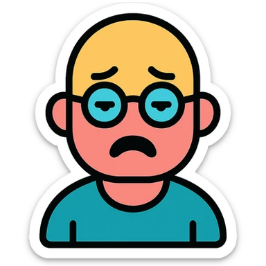 color outline icon of a bald guy with glasses, looking dumb sticker