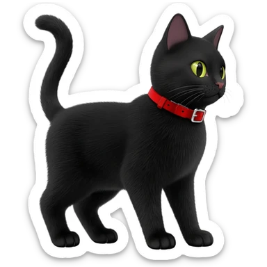 Black cat with red collar as a knight sticker