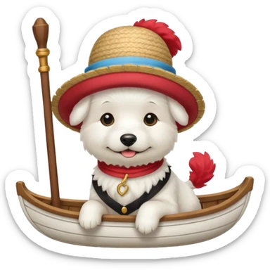 white dog with gondolier hat sticker