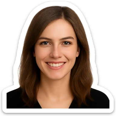 Make the woman smile, keep the same style, no background. sticker