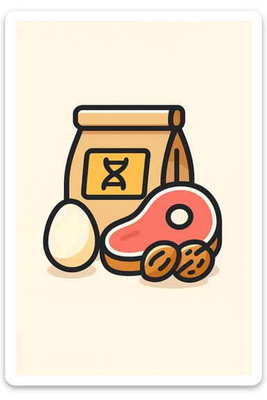 Proteine alimentari su sfondo isolato fammi un icona sticker