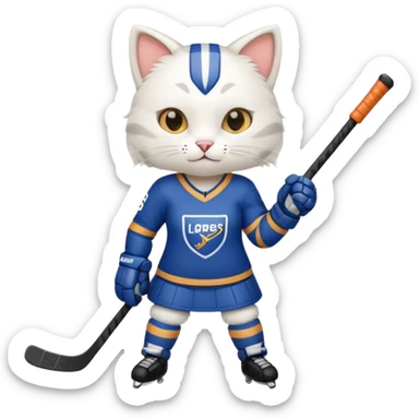 female cat hockey player with hockey stick sticker