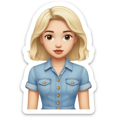 vintage light wash women's denim dress sticker