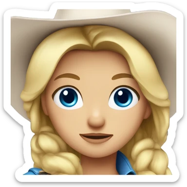 Blonde cowgirl, waist up, blue eyes sticker