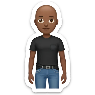 Bald man in black t-shirt and jeans sticker