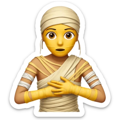 mummy wrapped in yellowed bandages, one arm stretched forward.
 sticker