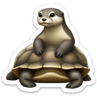 loutre assise sur une tortue sticker