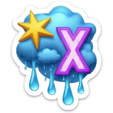The letter X with rain drop lightning weather sticker