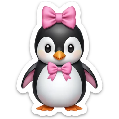 Pinguin wearing pink bow sticker