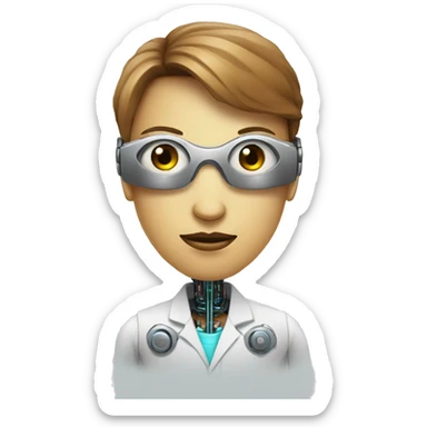 Psychotherapist cyborg with one eye robotic sticker