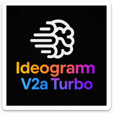 make a colorful text of "Ideogram V2a Turbo", black background, add this logo too sticker