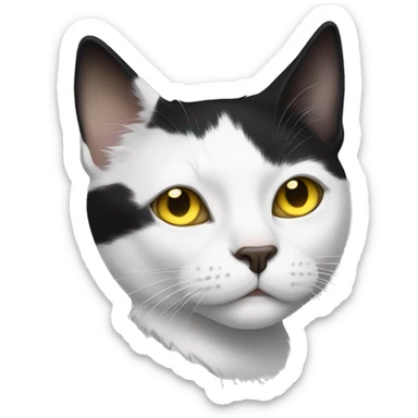 Black white cat with yellow eyes and patch over one eye sticker