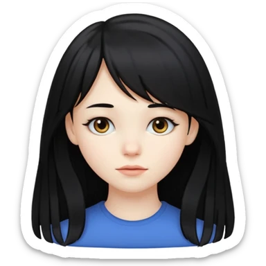 A pale skinned girl with side bangs and black long hair sticker