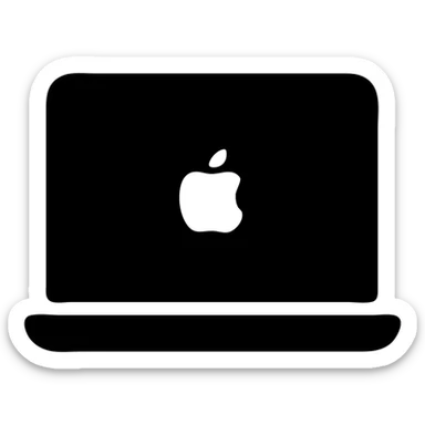 minimal closed laptop with subtle logo, flat icon style sticker