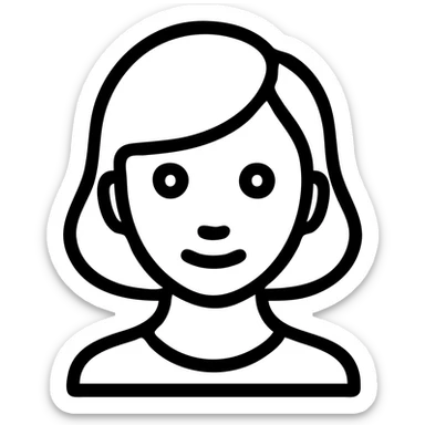 icon of Nika, stylized hair, soft features, contemporary icon design sticker