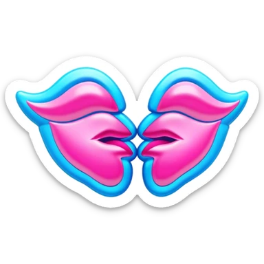 
pink and blue neon sign kiss sticker