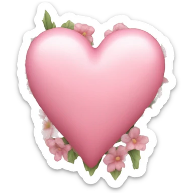 Delicate pink heart and flowers inside sticker
