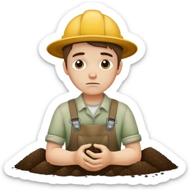 Sad young white gardener  sticker