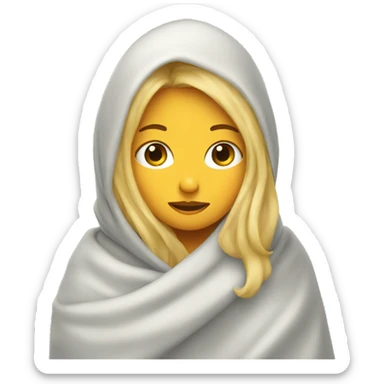 Blonde girl wrapped in blanket over head sticker