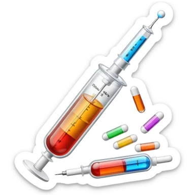 alcohol pills and drugs and serynge with needle sticker