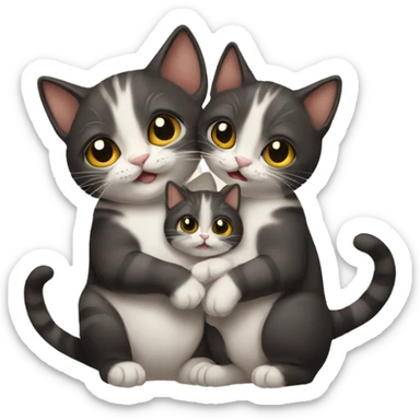 two cats holding babies sticker