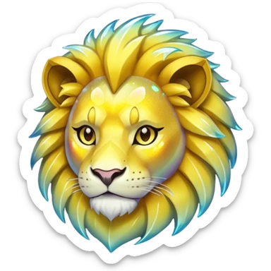 glitter yellow and white pokemon crystal light lion sticker
