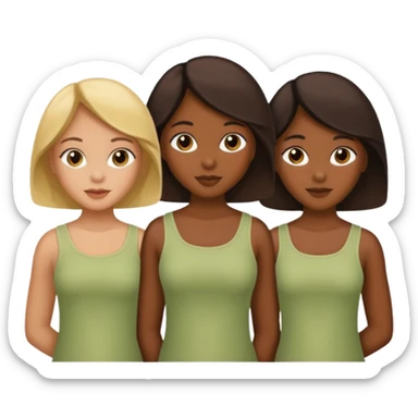 3 filles jumelles : une noire, une chinoise et une colombienne sticker