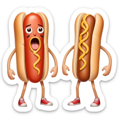 Hotdog arms and legs mad face  sticker